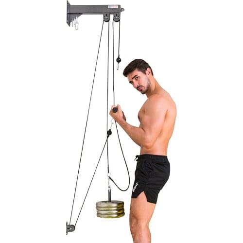 Wall Fitness Muscle Trainer Steel Pulley Cable Machine Attachment Triceps Biceps Pulley System Comprehensive Training Equipment