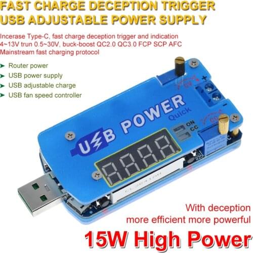 DP2F DC DC adjustable usb laboratory power supply DC 0.5-30V 15W voltage regulator QC2.0 QC3.0 AFC FCP Quick charge trigger