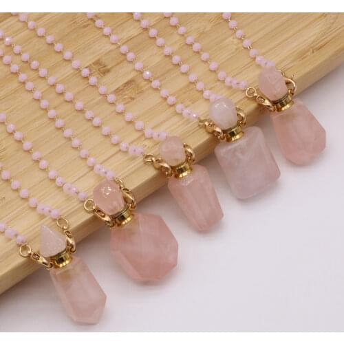 Hot Selling Natural Semi-precious Stone Powder Crystal Perfume Bottle Boutique Pendant Making DIY Fashion Charm Necklace Jewelry