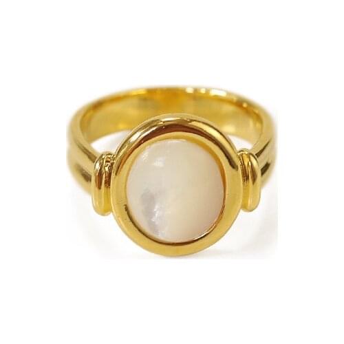 French Designer Jewelry Light Luxury Temperament Ring Women Freshwater Shell Vintage Rings Woman Accesories Gift