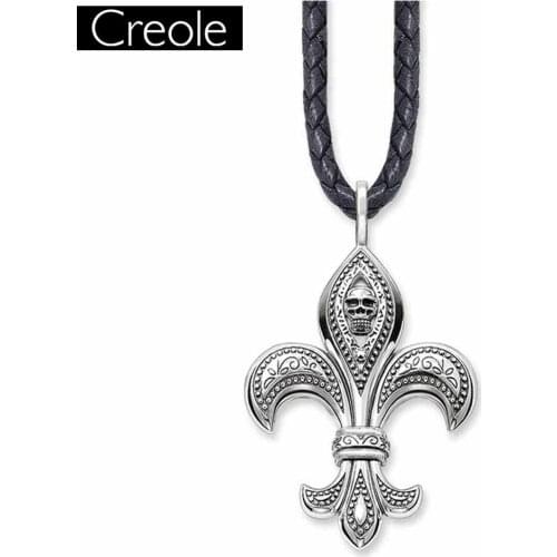 Necklace Skull Fleur-de-lis Trendy Gift For Women Men,Europe Style Rebel 925 Sterling Silver Heart Fashion Jewelry Wholesale