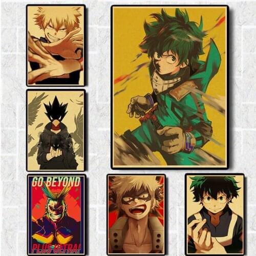 New Posters Anime My Hero Academia Poster Deku Krafe Paper Prints Art Retro Painting Home Room Decor Wall Stickers