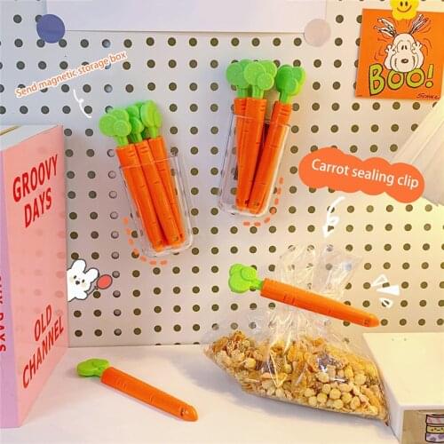 Carrot Shape Leisure Food Plastic Sealing Clip 5 Pack Fridge Magnet Kitchen Storage Food Snack Kitchen Home Storage Tools