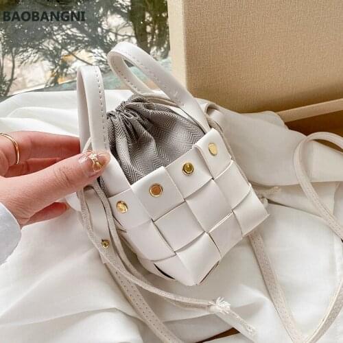 Weave Mini Tote Bucket bag Fashion New High-quality PU Leather Womens Designer Handbag Shoulder Messenger Bag