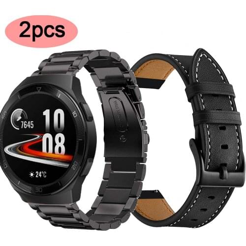 Stainless Steel Wrist Straps For Huawei Watch GT 2E 46MM/GT 2/Active 46MM/GT Smart Watch 22MM Leather Bracelets For Honor Magic2