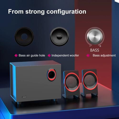 SADA SL-8018 Newest Desktop Computer Speaker USB Powered Super Bass Subwoofer 3.5mm Wired Dust-proof Soundbox Home Speakers