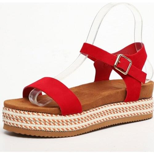 Summer Platform Sandals Comfortable Women Sandal Wedges Casual Shoes Woman Peep Toe Black Red Platform Sandalia Feminina XKD4309