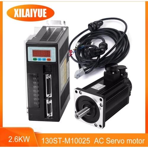 130ST-M10025 2.6KW 220V AC Servo motor 2600W 2500RPM 10N.M. Single-Phase ac drive permanent magnet Matched Driver AASD-30A