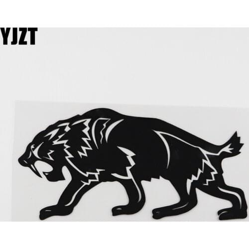 YJZT 16.1CMX8CM Car Sticker Ferocious Tiger Lion Vinyl Decal Black/Silver 8A-0168
