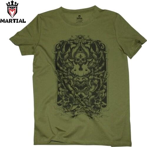 Martial:Cancer dark zodiac series army green cotton t shirts breathable shirts