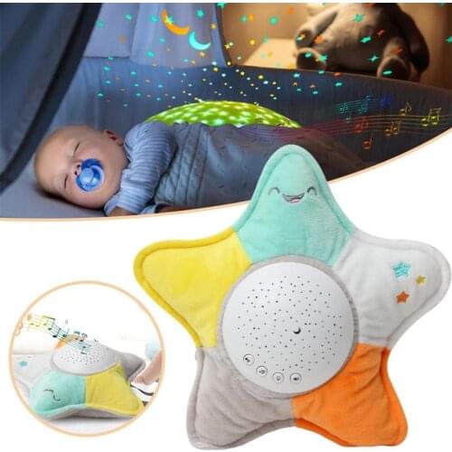 Baby Sleeping Five-pointed Star Projection Lamp Detachable Five-pointed Star Pillow Toy Glowing Musical Plush Toy