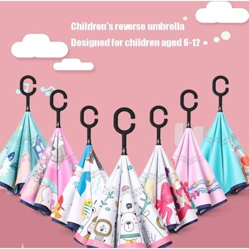 2021 Childrens Reverse Umbrella Kawaii Cartoon Sunny umbrella Double-layer Rain And Rain Dual-use Umbrella For Boys And Girls