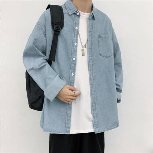 Blue Denim Jean Jacket For Men Style Mens Spring Autumn Trend All-match Cargo Coat Shirt Thin Hiphop Streetwear Mens Clothes