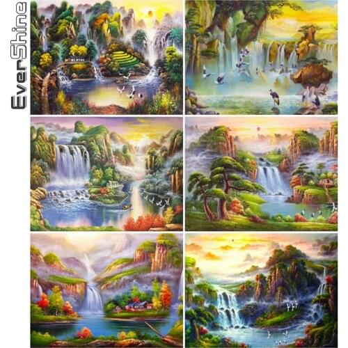 Evershine 5D Diamond Painting Scenery Cross Stitch Diamond Mosaic Mountain Full Square Round Waterfall Rhinestone Picture Gift