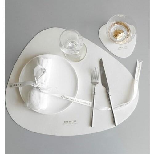 European-style small leather table mat Western-style table mat waterproof household anti-scalding triangle leather anti-Oil