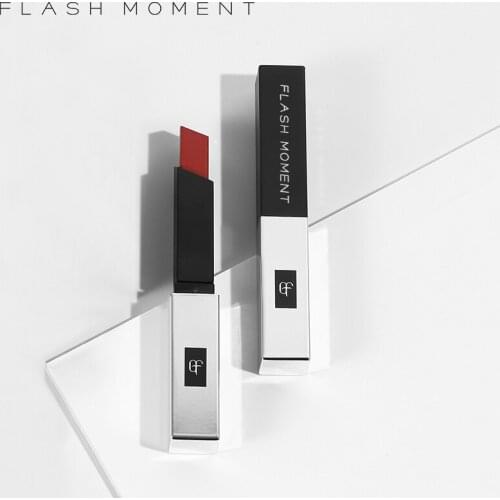 Flashmoment 16 colors square tube luxury small silver strip tube matte matte silver tube lipstick lipstick cosmetics makeup