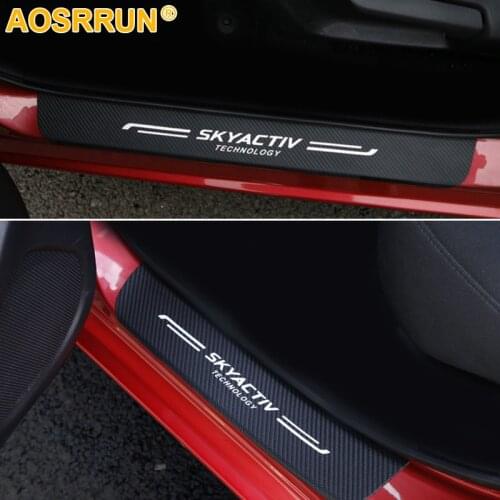 Carbon fiber PU leather Door sill Scuff plate Car Accessories For Mazda CX-8 CX-9 2016 2017 2018 Mazda 3 AXELA Car-styling