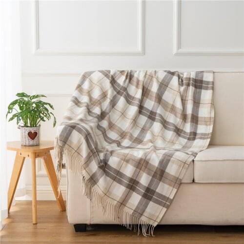 Battilo Plaid Fringed Cashmere Shawl/Throw/Blanket Lightweight Throws-125cmx160cm