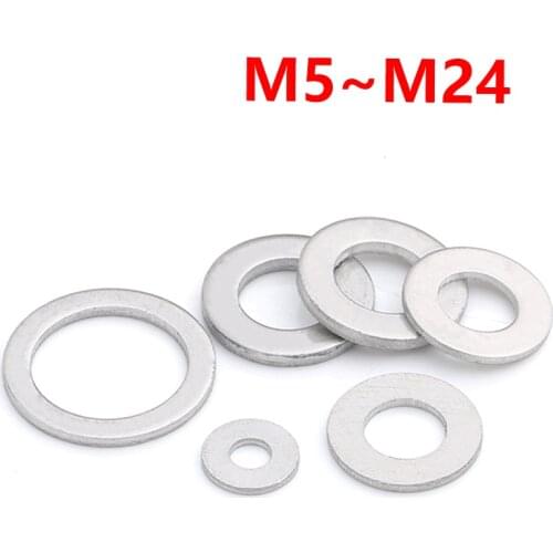 M5 M6 M8 M10 M12 M14 M16 M18 M20 M22 M24 Aluminum Flat Gasket Rings Single Washer for Flat Screw Metal Washer Sealing Ring Gb97