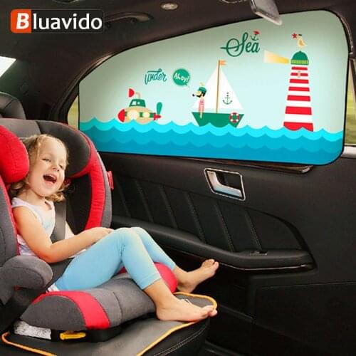 Magnetic Automatic Scaling Car Sun Shade UV Protection Curtain Auto Sunshade Side Window Cartoon Film Summer