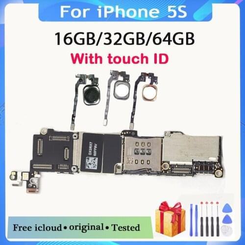100% Original unlocked for iphone 5S Motherboard Without Touch ID/With Touch ID,for iphone 5S Logic boards,16gb / 32gb / 64gb