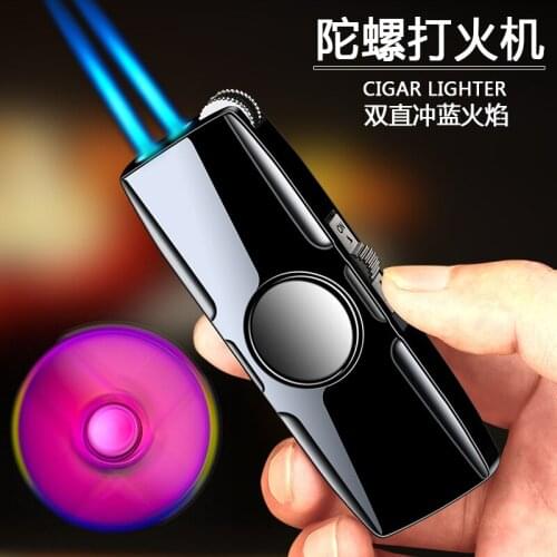 Jet Flame Torch Lighter Turbo Refillable Gas Fingertip Spinner Lighter Windproof Butane Cigar Cigarette Lighter Gadgets For Man