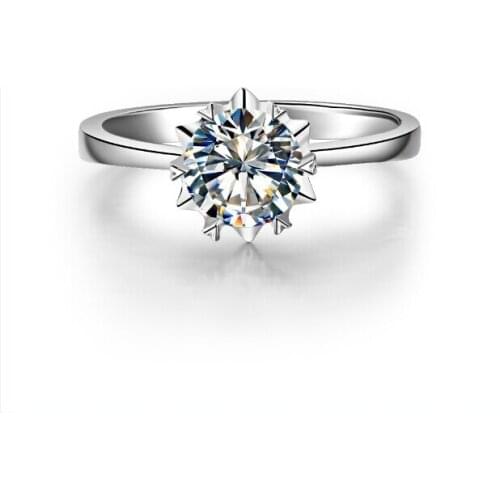 Solid 18K 750 White Gold Snowflake 1Ct Wonderful Certified D Moissanite Women Engagement Ring Pleasing Design