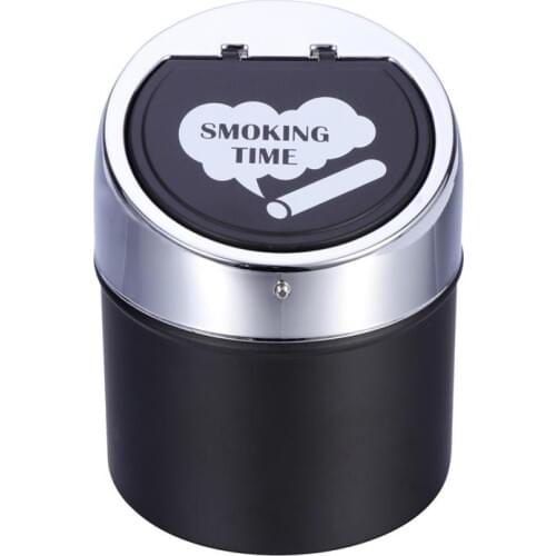 LUOEM Black Cigarette Ashtray Car Cup Holder Ashtray With Lid Tabletop Ashtray Desktop Smoking Ash Tray for Restaurants Bars