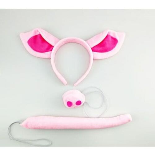 Adult Kids Boy Girl Pig Headband Tail Nose Animal Set Birthday Party Prop Costume Halloween Christmas Gift Anime Cosplay