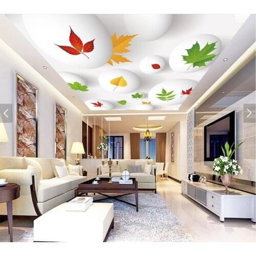 Custom ceiling wallpapers, 3D leaves fresh style murals for living room bedroom ceiling background wall, decorative wallpaper