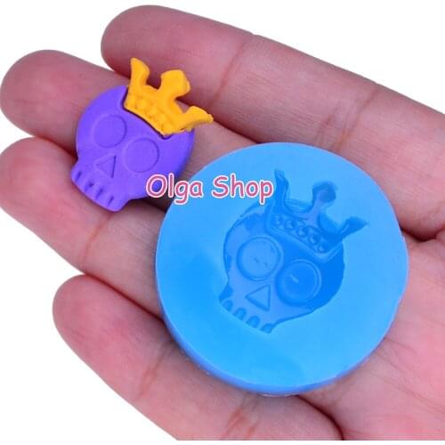 PYL209 25.9mm x 19.1mm Skull Silicone Mold Fondant Cake Decoration Candy Resin Clay Earrings Necklace Craft Soap Candle