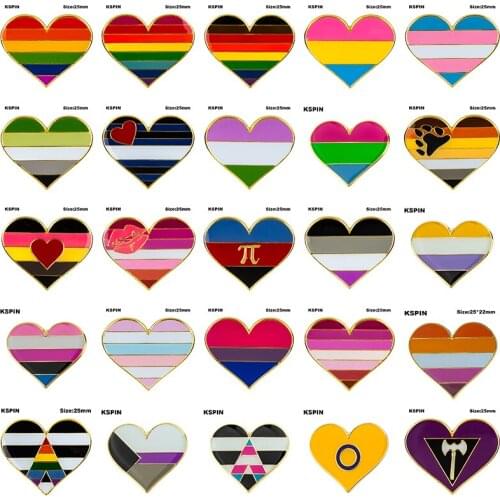 Rainbow Heart Shaped Badge Symbol Pin Metal Badges Decorative Brooch Pins for Clothes Brooch Jewelry