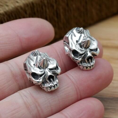 Diy Silver Jewelry S925 Sterling Silver Bracelet Accessories Hand Wear Bracelet Devil Skull Head Retro Thai Silver Pendant