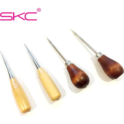 SKC Quality Awl Leather Hole Puncher Positioning Drill Tools 2pcs Wood Handle Stitching DIY Tailor Tools Sewing Accessories