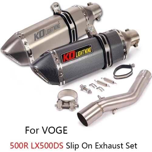 Slip On Exhaust Set for Voge LX500R Motorcycle Exhaust Pipe 51mm Muffler Escape Middle Link Pipe Reserve Catalyst
