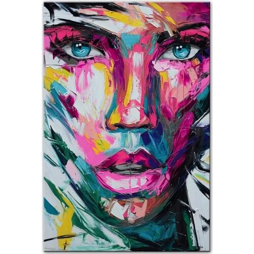Modern Newest Design Sexy Woman Face Picture Oil Painting Pure Hand-painted Abstract Portrait Wall Canvas Art Paintings For Room
