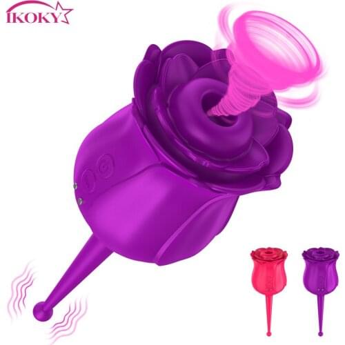 Rose Shape Powerful Oral Licking Sucking Vibrator Clitoris Stimulation Vagina Nipple Sucker Intimate Goods Sex Toys for Women