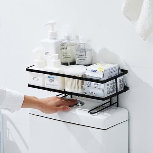 Waterproof Bathroom Metal Toilet Shelf Storage Rack Punch-free Shower Organizer Shampoo Container Wall Mounted