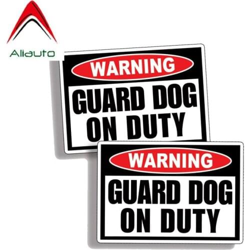 Aliauto 2 X Funny Car Stickers Guard Dog on Duty Warning Accessories PVC Decal Reflective for Mercedes Honda Toyota,9cm*6cm
