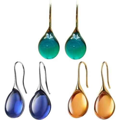 Mystic Fire Oval Moonstone Dangle Earrings for Women Silver Color Rainbow Birthstone Drop Earrings Wedding Jewelry