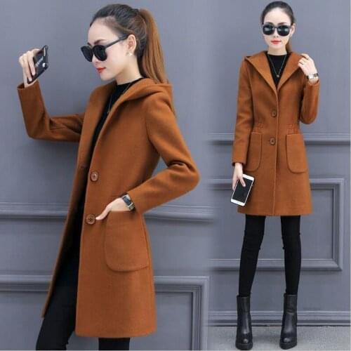 Women Woolen Coat New 2021 Woolen Jacket Women Clothing Long Slim Thickening Warm Coat Female Outerwear Spring And Autumn Red