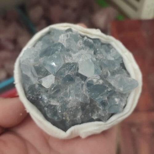 1pcs 100%300-400g Natural celestine stone vug crystal ball cavity. Specimen of open crystal clusters home decorated ball