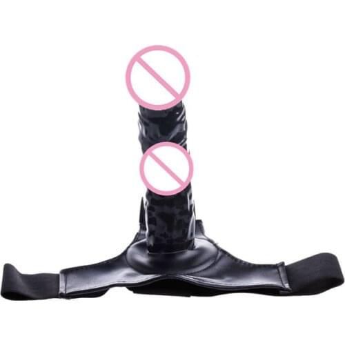 1PC Black Female Gay Penis Strap On Wear Faux Leather Pants Sexy Adult Toy #E015C