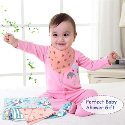 13Pcs Soft & Absorbent Infant Bib Baby Bibs Boy Girl Bandana Storage Bag Colorful Pattern Cotton Baby Drool Bibs Unisex Babys