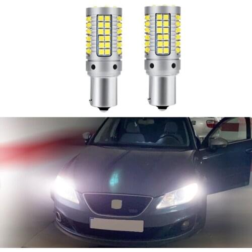 2Pcs For White Canbus Error Free For Seat Leon 3 MK3 Alhambra 1156 P21W LED Bulb Driving Daytime Running DRL Reversing lights
