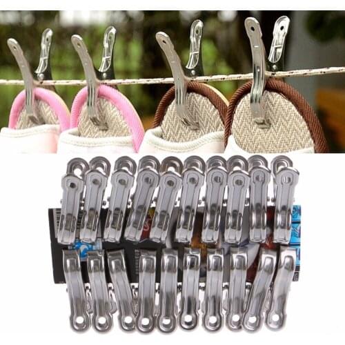 20 Pcs Stainless Steel Clothes Pegs Hanging Pins Laundry Windproof Clips Drying Racks