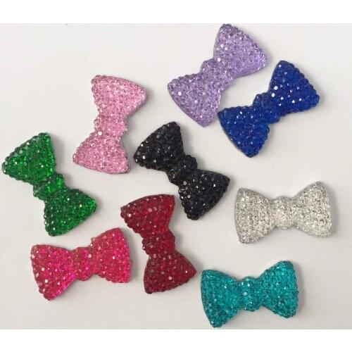 40PCS 12*20mm Shiny Resin bow Flatback rhinestone Wedding Embellishment diy appliques SK24*2