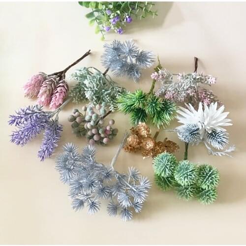 6pcs Artificial Grass Simulation Ferns Plant Artificial Flowers for DIY Scrapbooking Home Wedding Christmas Decoration