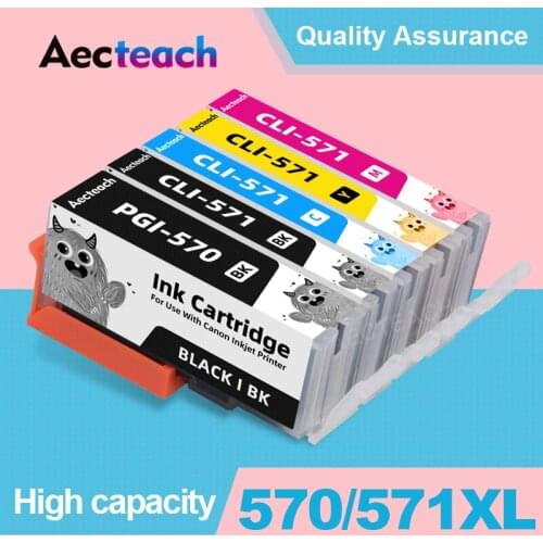 Aecteach PGI 570 PGI-570 Ink Cartridge Compatible CLI-571 XL For Canon PIXMA MG5750 MG5751 MG5752 MG6850 MG6851 MG6852 Printer