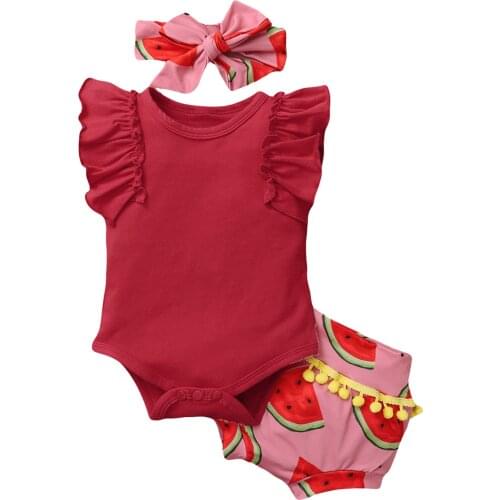 Watermelon Romper Newborn Baby Girl Lemon Fruit Romper Jumpsuit Clothes Summer Kawaii Infant Baby Clothes Outfit Set